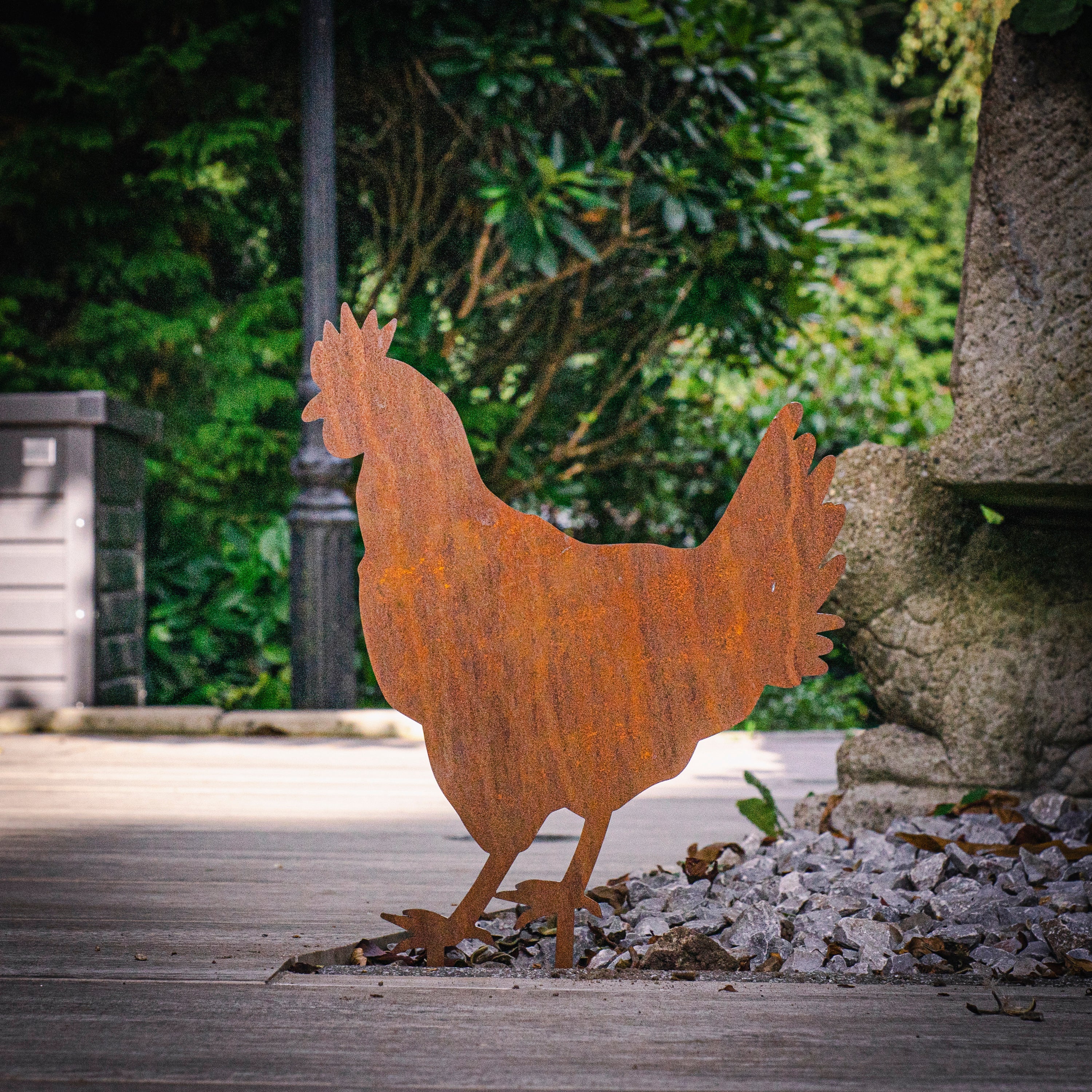 Edelrost Huhn Gartenstecker-einfach einsteckbare Rostdeko aus hochwertigem Cortenstahl - Gartendeko rost
