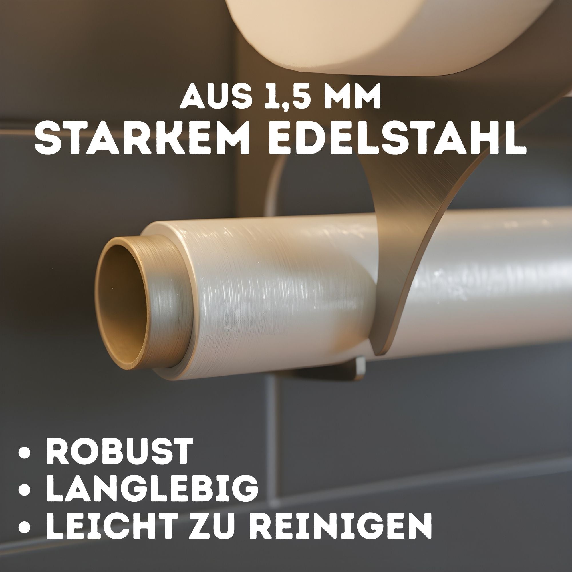 Küchenrollenhalter aus Edelstahl – Wandhalter zum Kleben ohne Bohren – Platzsparende Lösung für die Küche – Starker Halt – Nachhaltige Produktion