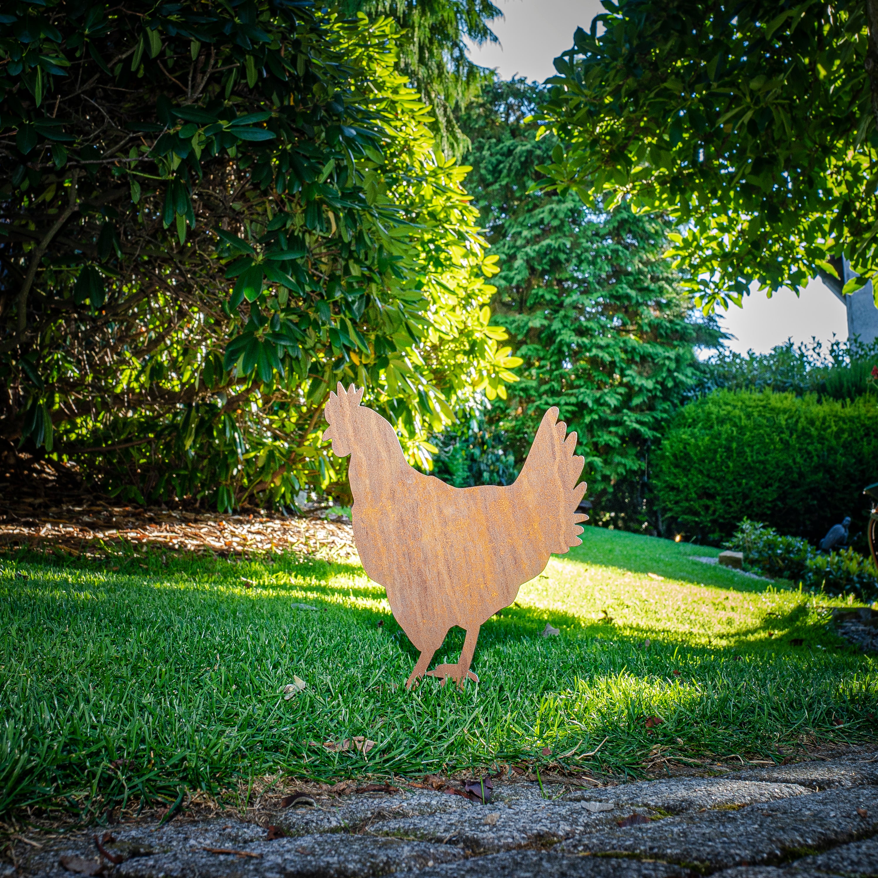 Edelrost Huhn Gartenstecker-einfach einsteckbare Rostdeko aus hochwertigem Cortenstahl - Gartendeko rost