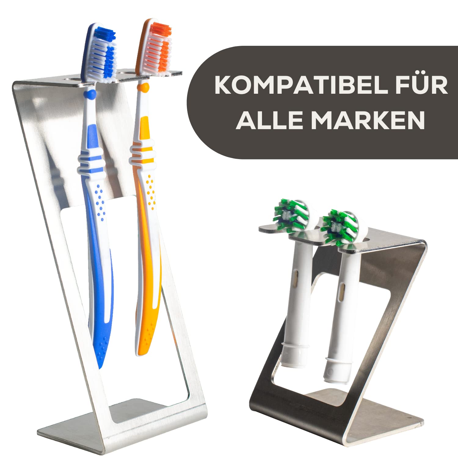 Zahnbürstenhalter Edelstahl freistehend- Zahnbürstenhalterung für manuelle Zahnbürsten- Kompatibel für alle Marken