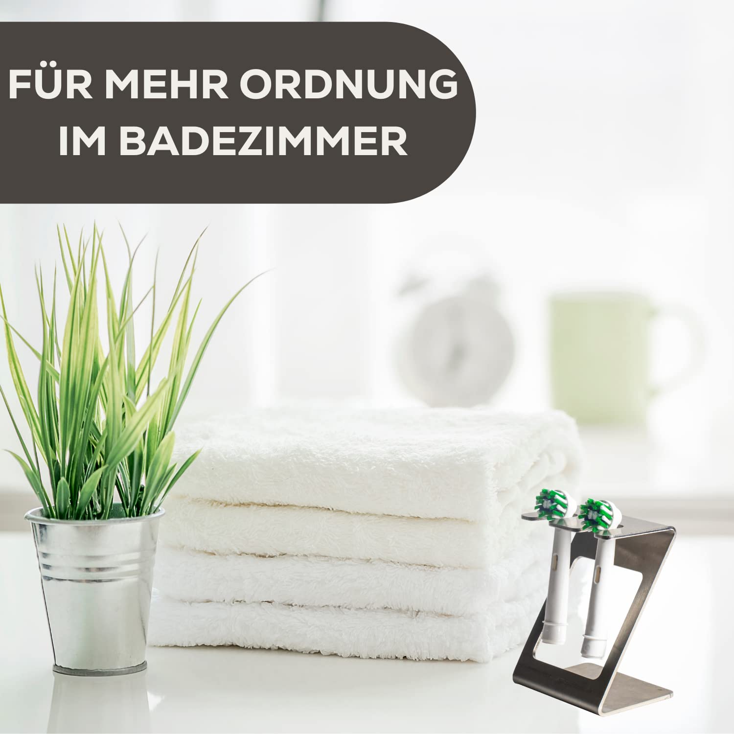Zahnbürstenhalter Edelstahl freistehend- Zahnbürstenhalterung für elektrische Zahnbürste,Bürstenköpfe- Kompatibel für alle Marken