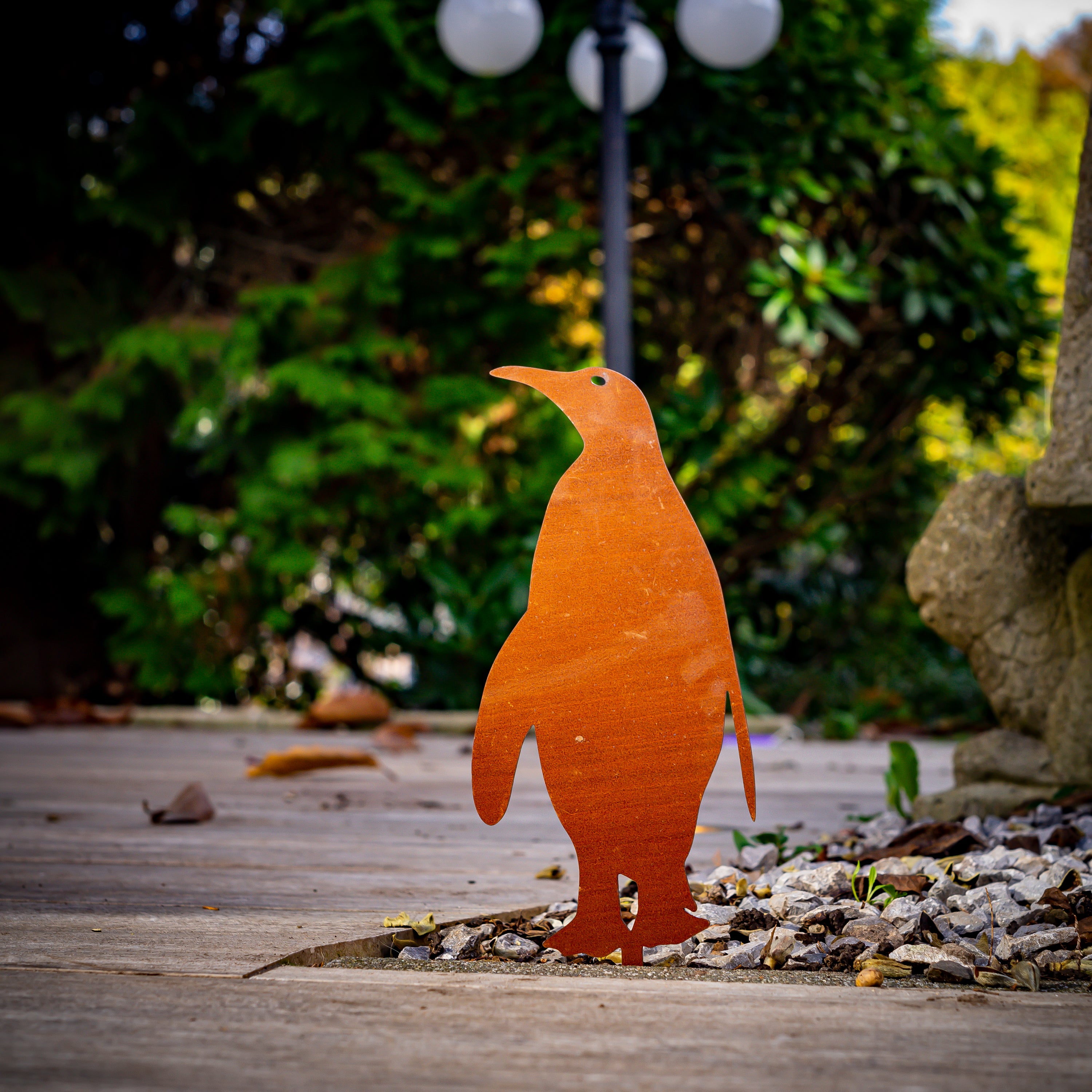 Edelrost Pinguin Gartenstecker-einfach einsteckbare Rostdeko aus hochwertigem Cortenstahl - Gartendeko rost