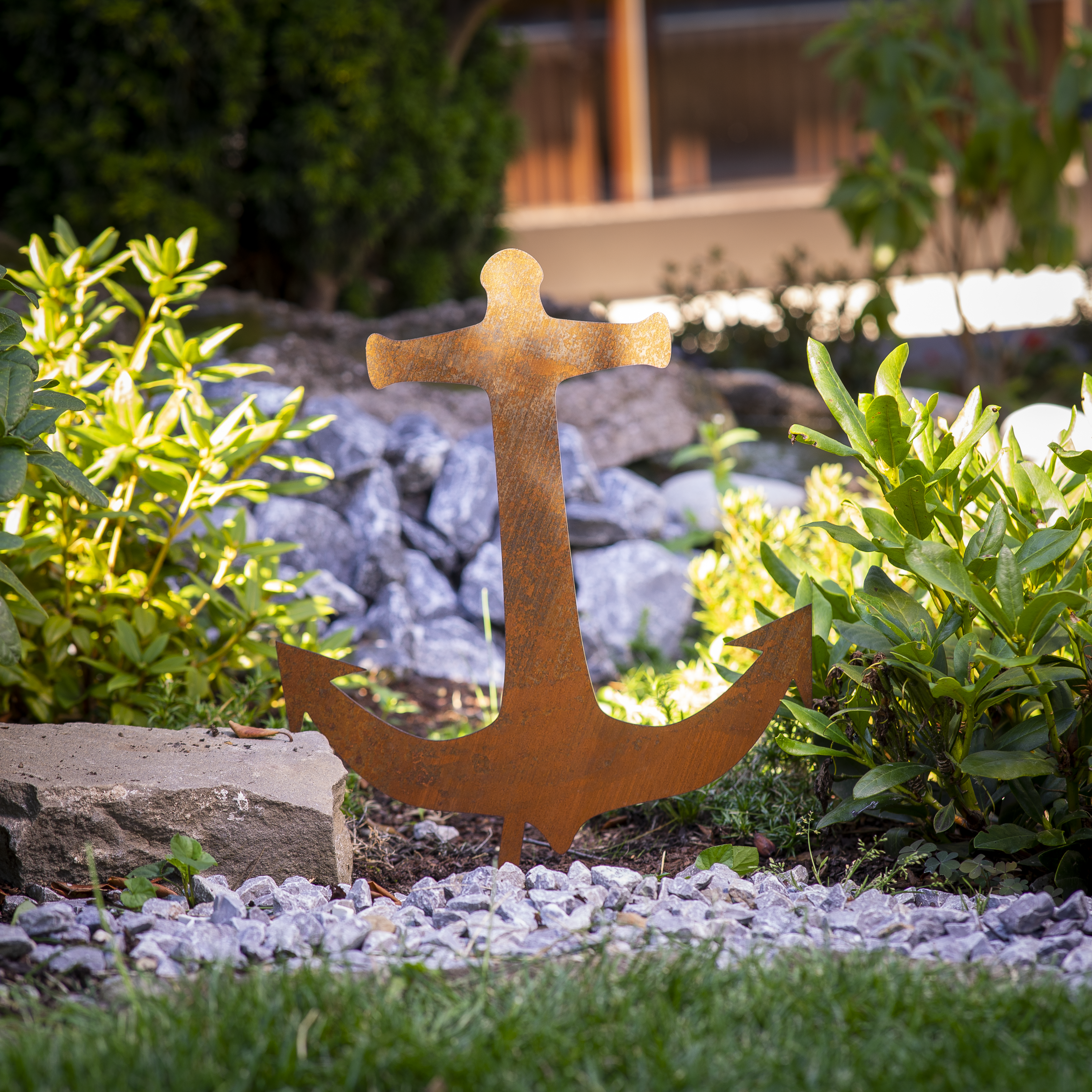 Edelrost Anker Gartenstecker- Teichdeko rost - Rostdeko groß