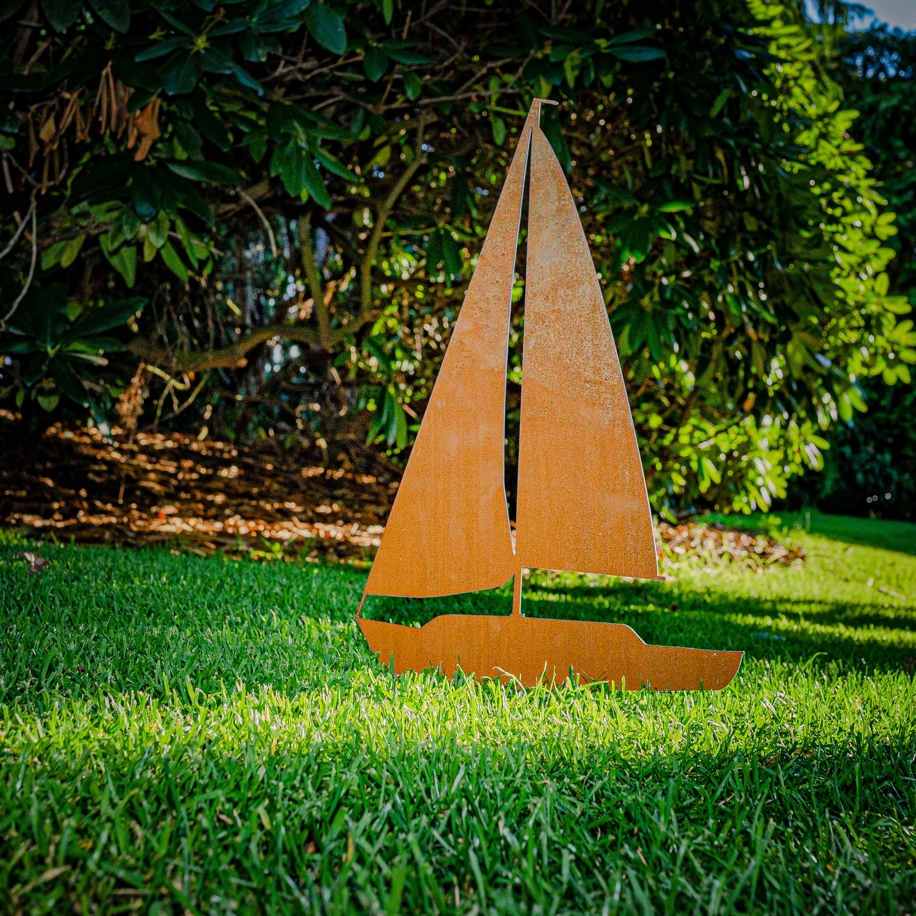 Edelrost Segelboot Gartenstecker- Teichdeko rost - Rostdeko groß