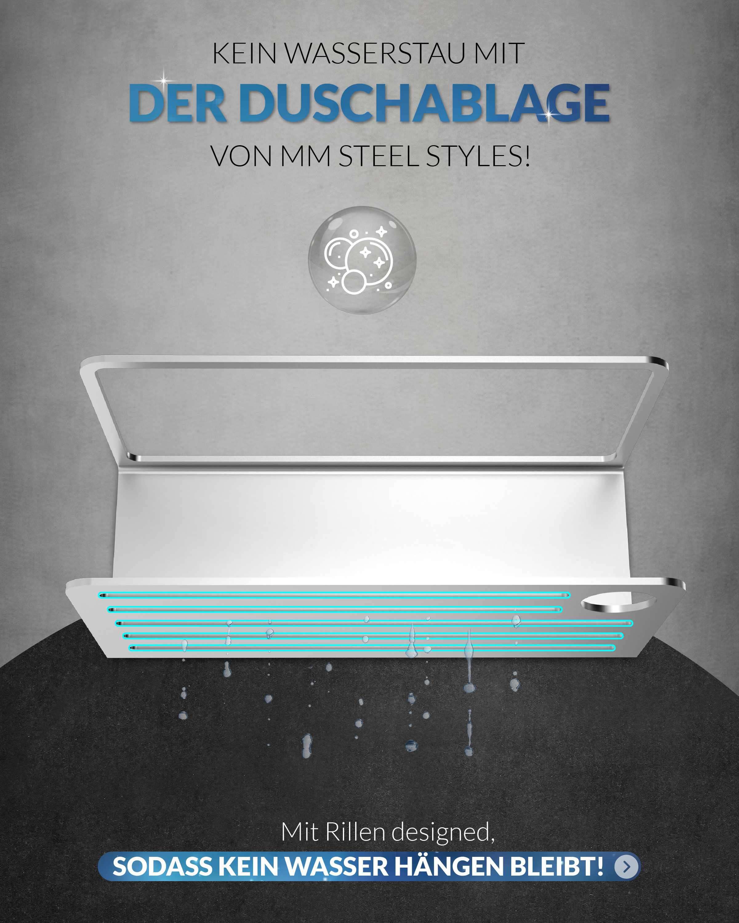 MM Steel Styles Duschablage groß