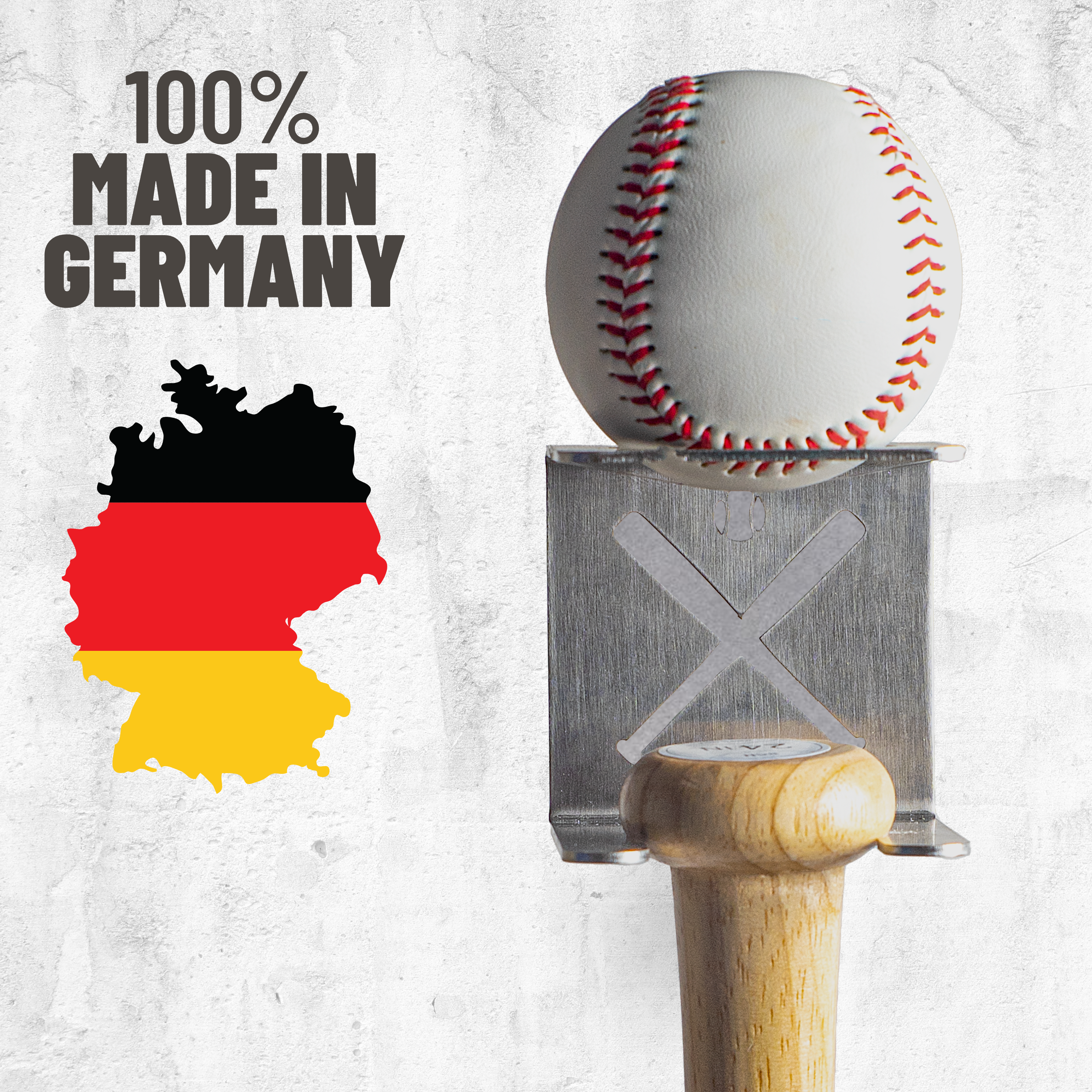 Baseballschläger Halterung aus hochwertigem Edelstahl – Einfache Montage mit Klebepad