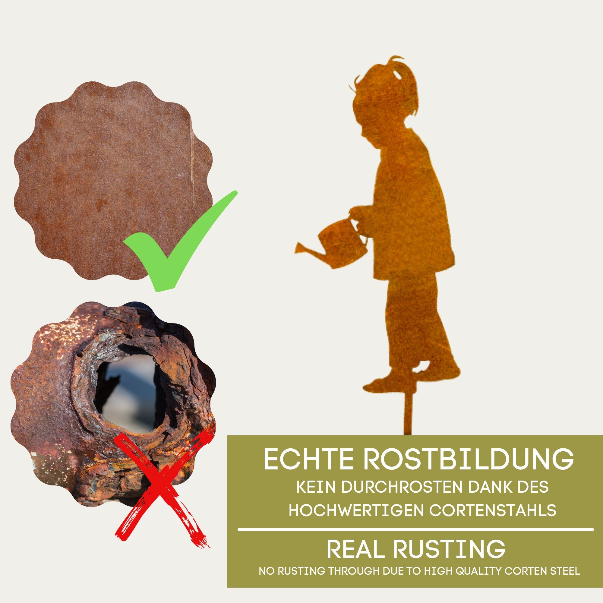 Edelrost Mädchen mit Gießkanne Gartenstecker-einfach einsteckbare Rostdeko aus hochwertigem Cortenstahl - Gartendeko rost