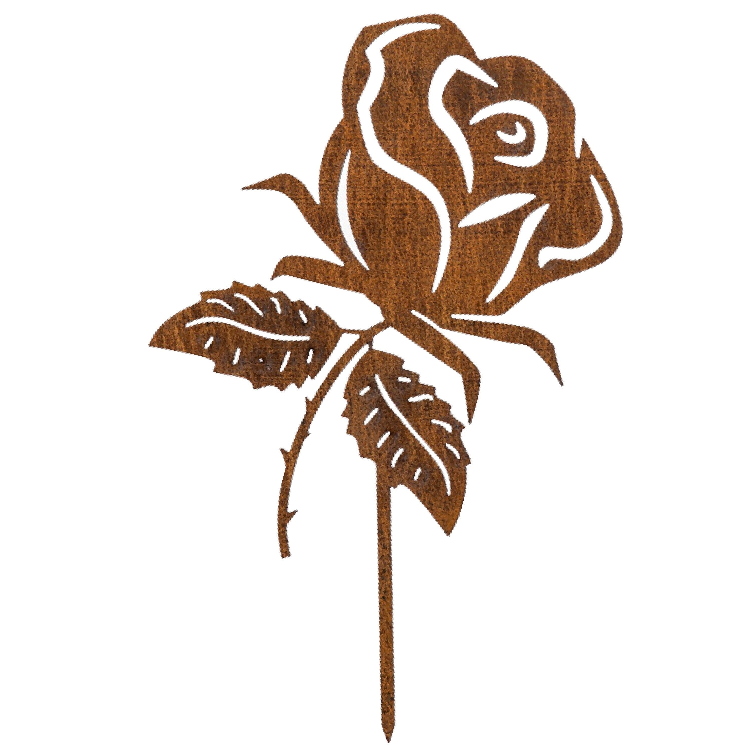 Edelrost Rose Gartenstecker-einfach einsteckbare Rostdeko aus hochwertigem Cortenstahl für Garten, Teich - Gartendeko rost