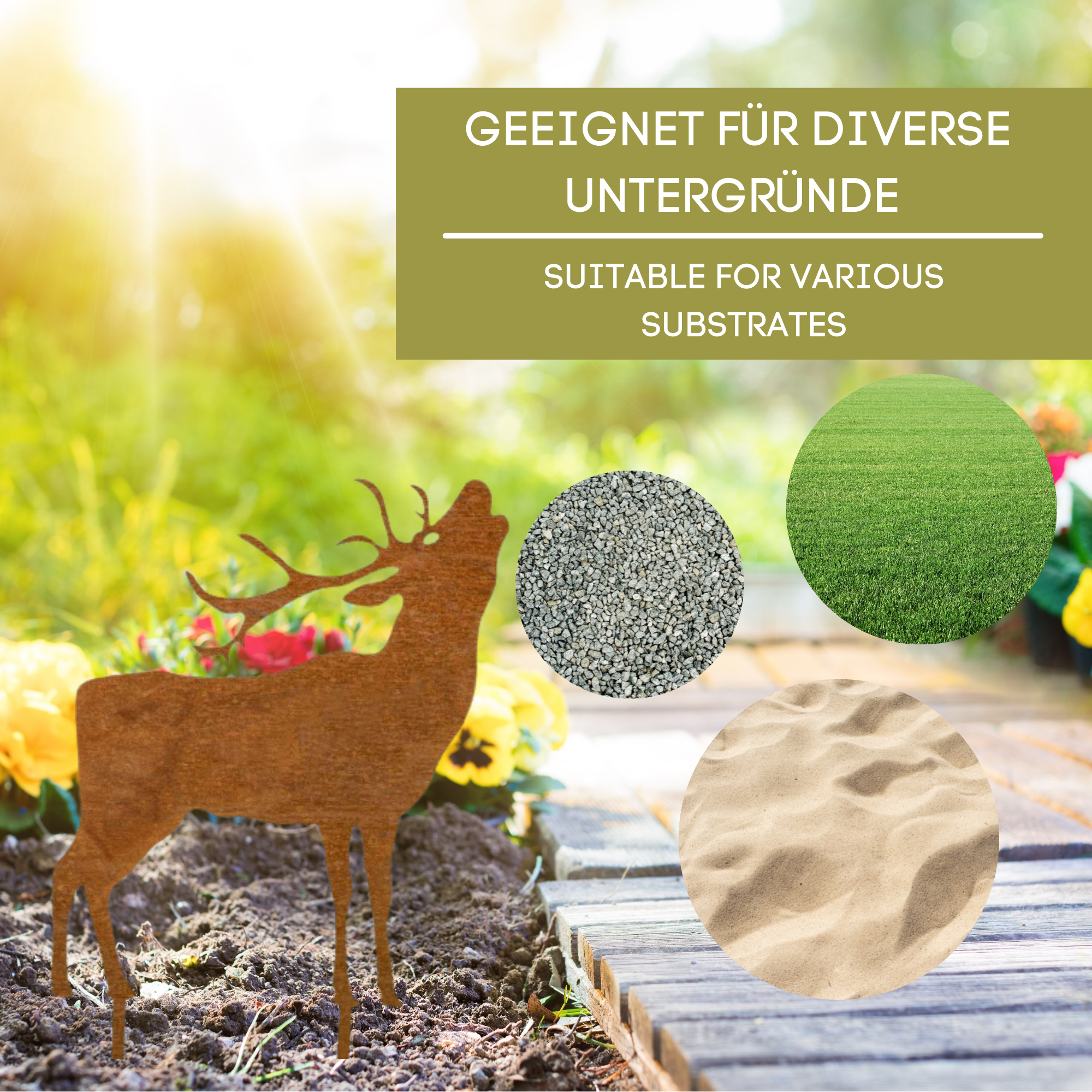 Edelrost Hirsch Gartenstecker-einfach einsteckbare Rostdeko aus hochwertigem Cortenstahl - Gartendeko rost