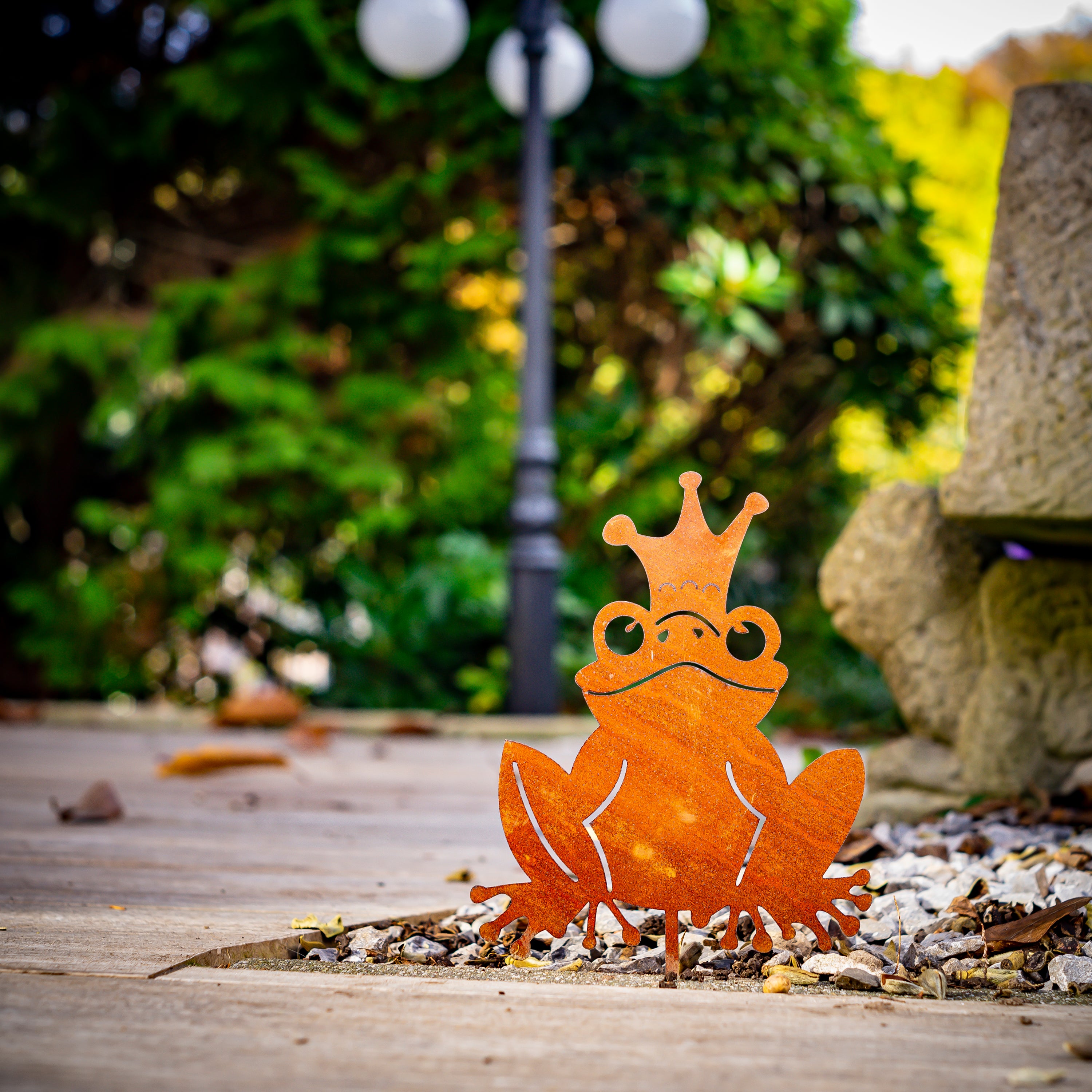 Edelrost Froschkönig Gartenstecker- Teichdeko rost - Rostdeko